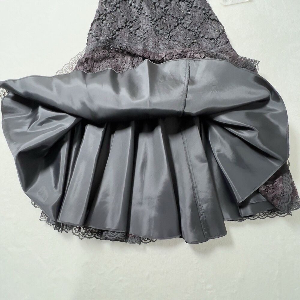 Vtg HW Collections Sequined Lace‎ Overlay Midi Dress Sz S/XS Black Scoop Back - Picture 14 of 16